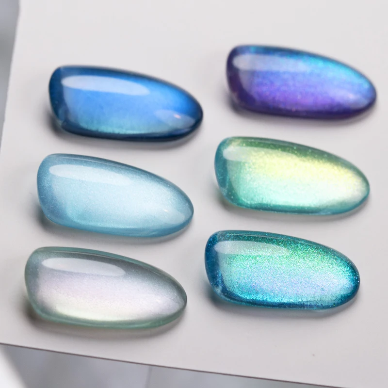 AWStorG 1-6pcs 7.5ml  Ocean Ripple Cat Eye Gel Nail Polish Aurora Flash Blue  Nude Glitter Color Magnet Nail Art Gel Salon Nails