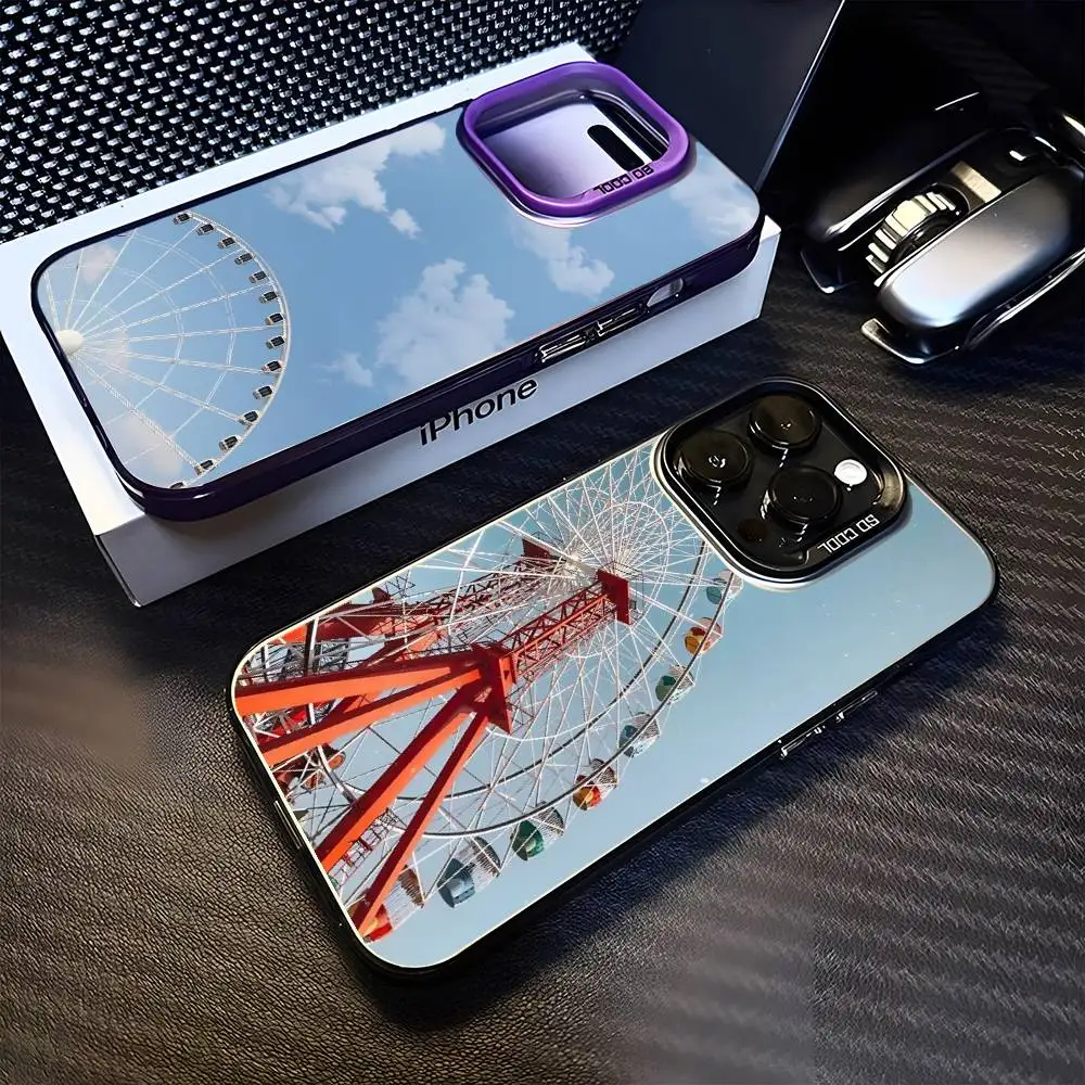 

Observation wheel Phone Case For iPhone17,16,15,14,13,12,11 Plus,Pro Max Purple Matte Shockproof Cover