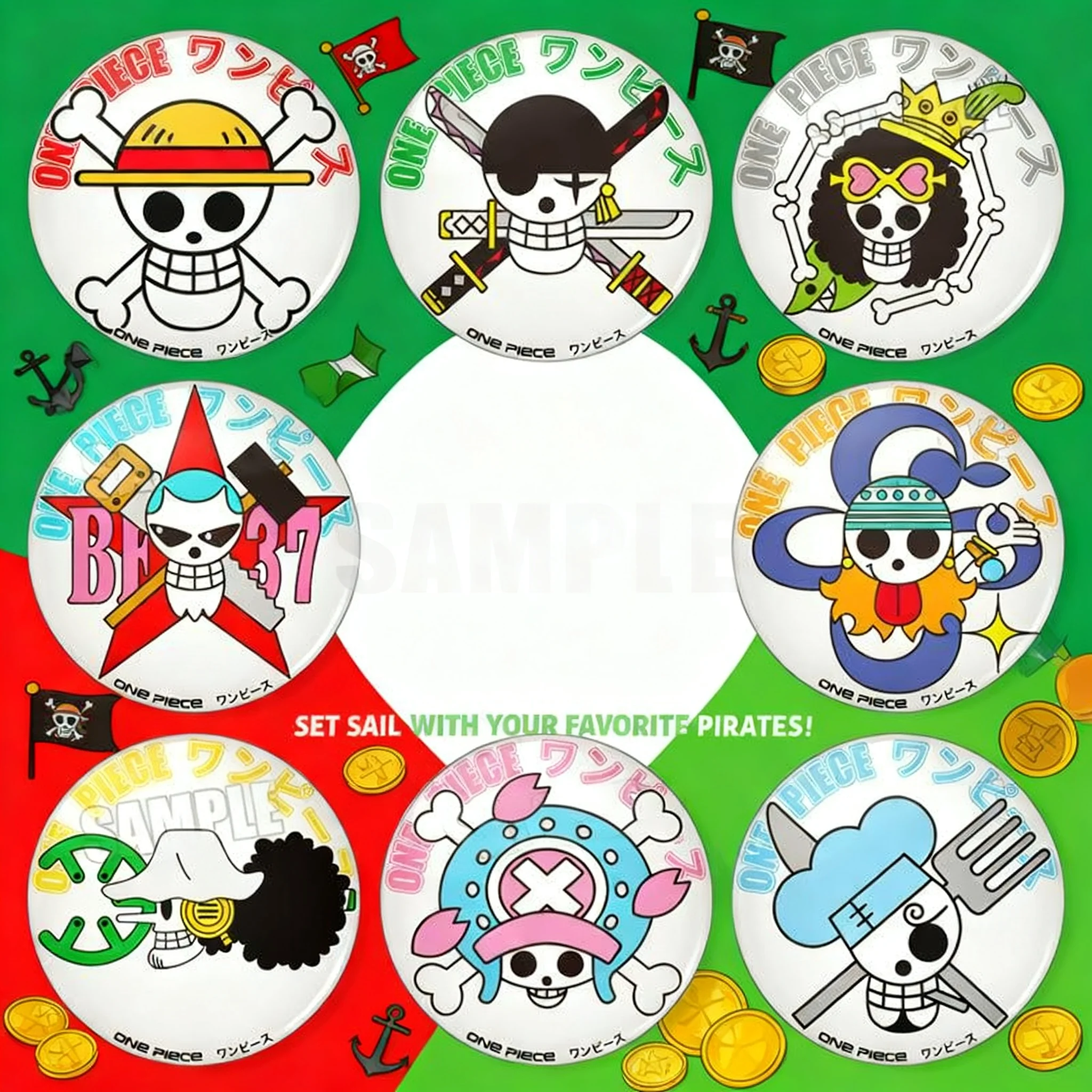 

One Piece Anime Badge Luffy Zoro Sanji Pirate Flag Pin Brooch Collection Merchandise Cosplay Gift for Fans