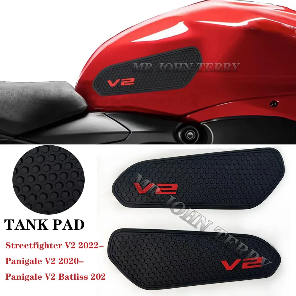 Rubber Side Fuel Tank pad For Ducati Panigale V2 Streetfighter V2 2020 2022 Tank Pads Stickers Decal Gas Knee Grip Traction Pad