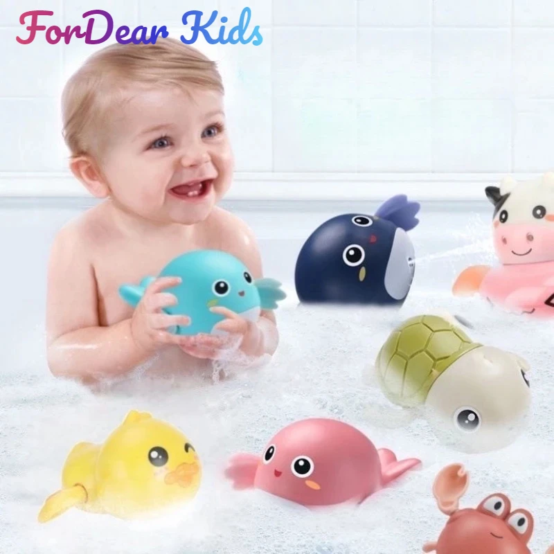 Giocattoli da bagno estivi bambini che nuotano bambole a orologeria giocano ad acqua Baby Bathing Cute Funny Children bagno doccia vasca da bagno animali giocattolo