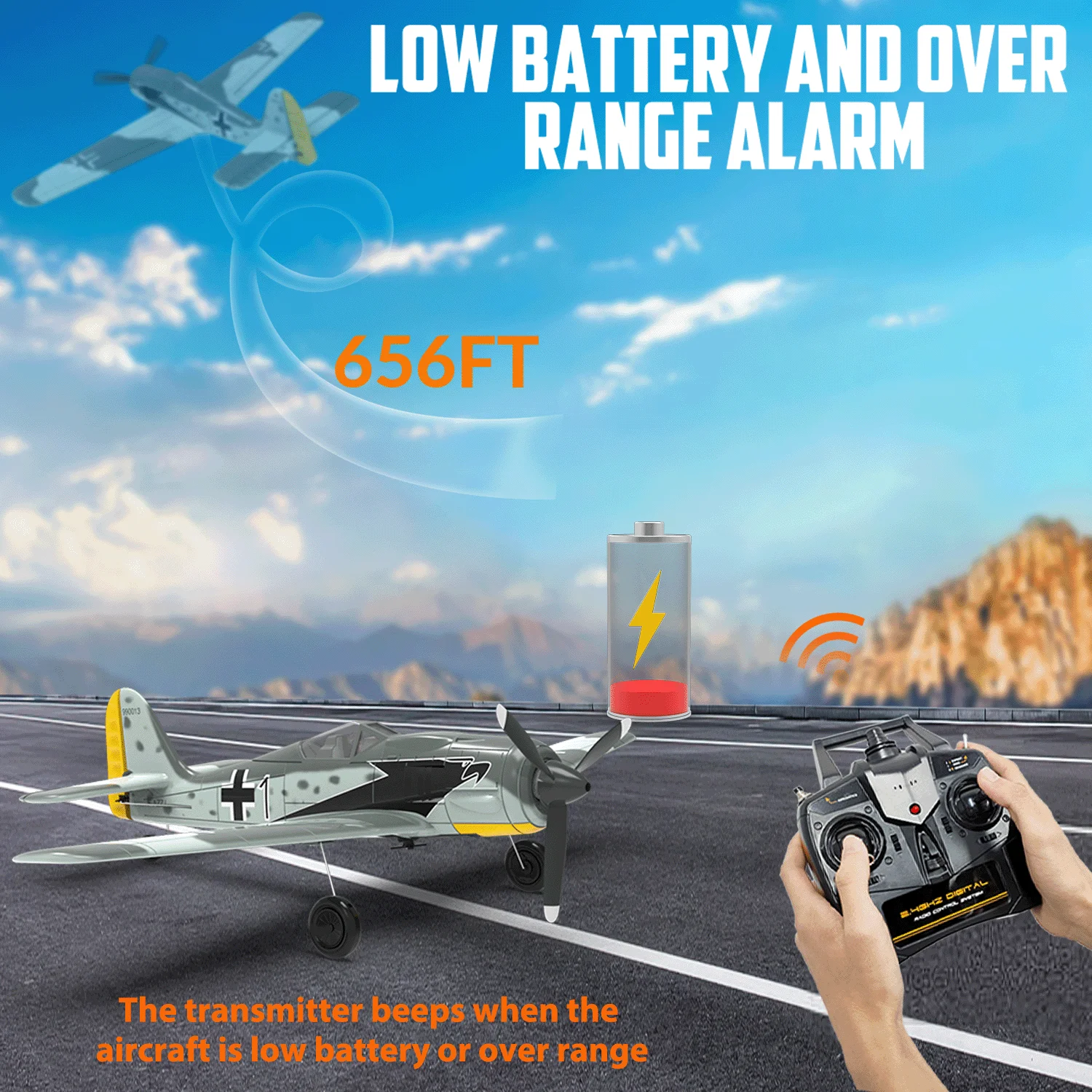 طائرات Volantex RC للبالغين، طائرة مقاتلة RC 4-CH FW190، بهلوانية بمفتاح واحد، ثابتة وآمنة، مناسبة للنشاط الخارجي