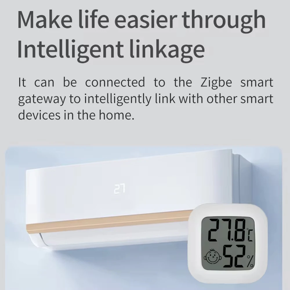 Tuya Zigbee-Sensor inteligente de temperatura y humedad, termómetro Digital LCD, higrómetro, funciona con Smart Life, Zigbee 2mqtt, Alexa y Google