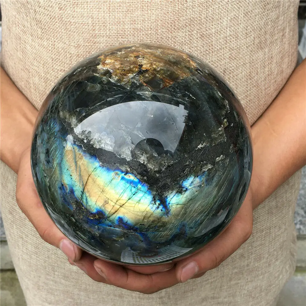 

Natural Labradorite Quartz Moonlight Crystal Ball Stone Healing