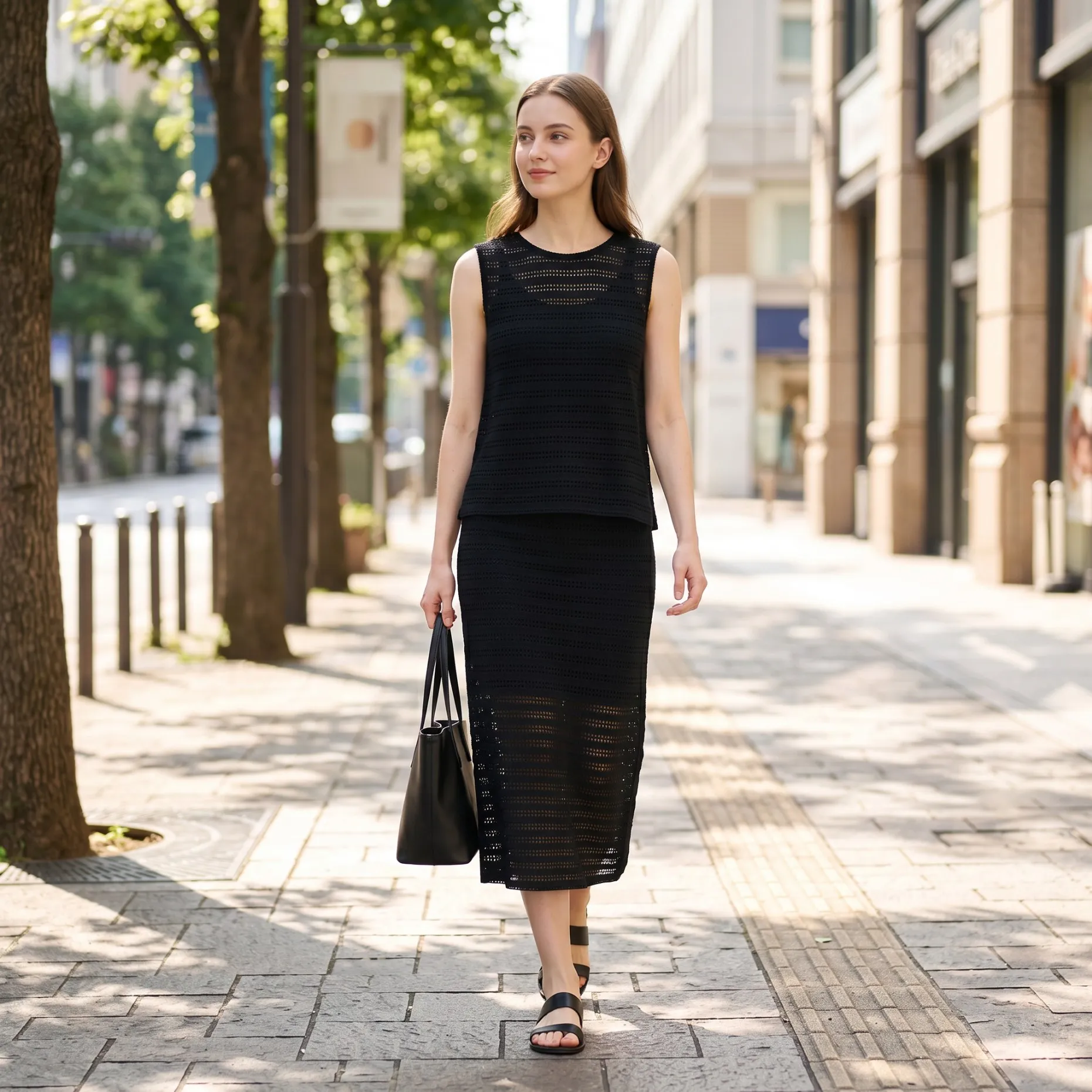Ladies Elegant Skirt High Waist Midi Length Skirt for Everyday Style Women Fashion Shirt Stylish Long Sleeve Blouse BE0924