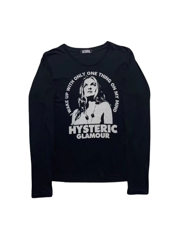 

Винтажная свободная повседневная футболка Hysteric Glamour Visual Kei Archive из хлопка с длинным рукавом, дышащая, удобная, с круглым вырезом