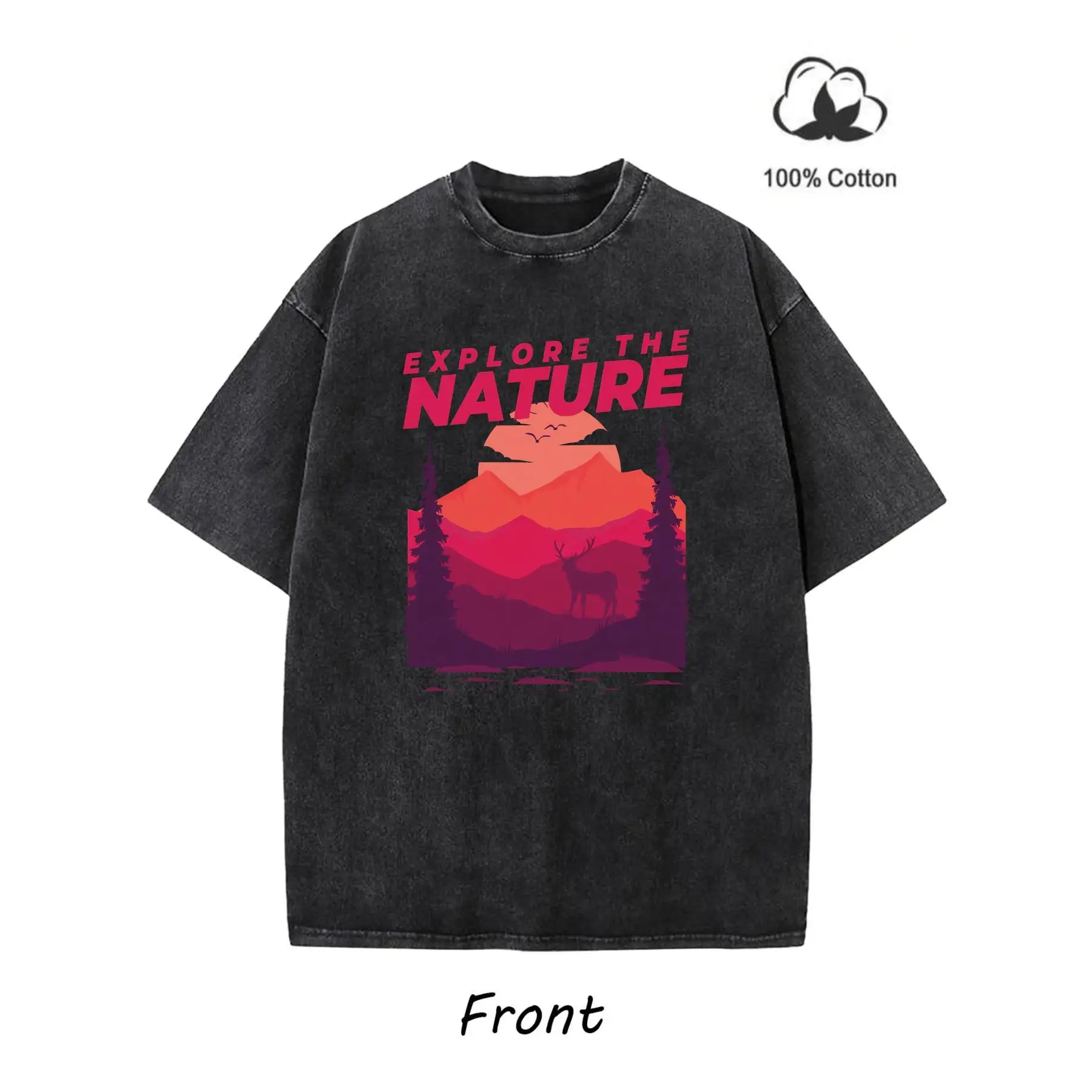 

Explore The Nature T-shirt, Men Women Vintage Graphic Tee, Oversized Washed Tee, Outdoor Hiking Camping Gift, Nature Lover Top
