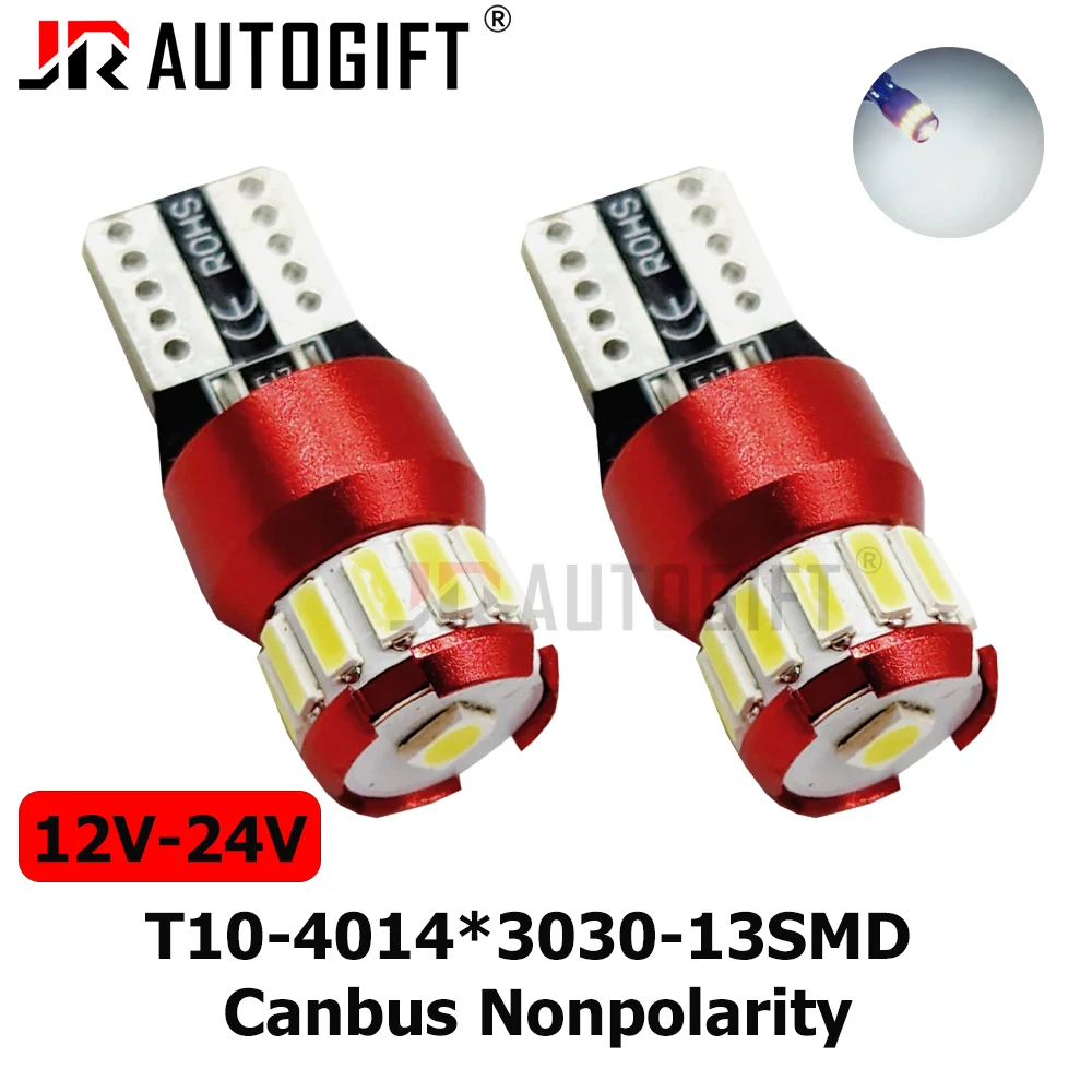 20PCS 12V-24V W5W T10 LED Bulb Canbus 3030 4014 13SMD 6000K 194 168 LED Car Interior Dome Lights Parking Light Auto Signal Lamp