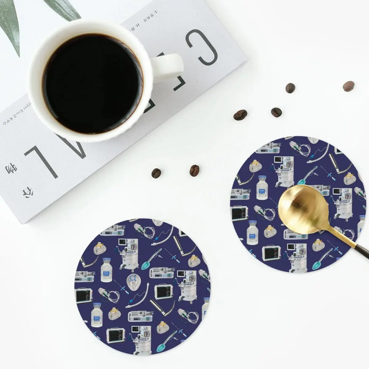 Tools Of The Trade SPACE BLUE Anesthesia Anaesthesia Coasters Kitchen Placemats Insulation Cup Coffee Mat Tableware Pad Set of 4