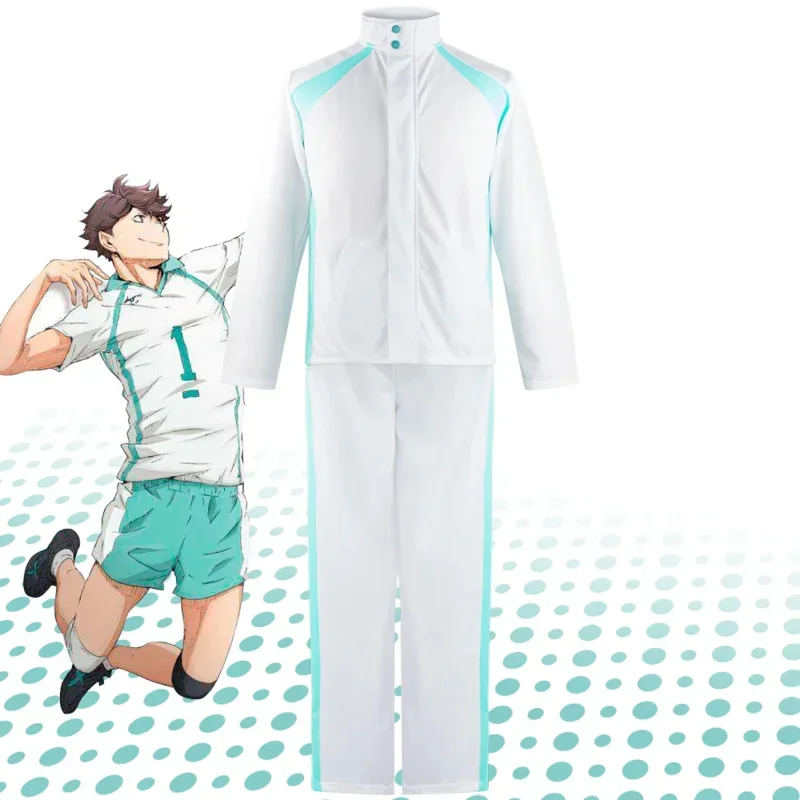 New Cartoon Haikyuu Aoba Johsai High Volley Ball Team Sprotswear Cosplay Costume Oikawa Tooru Jacket Pants School Uni MN4