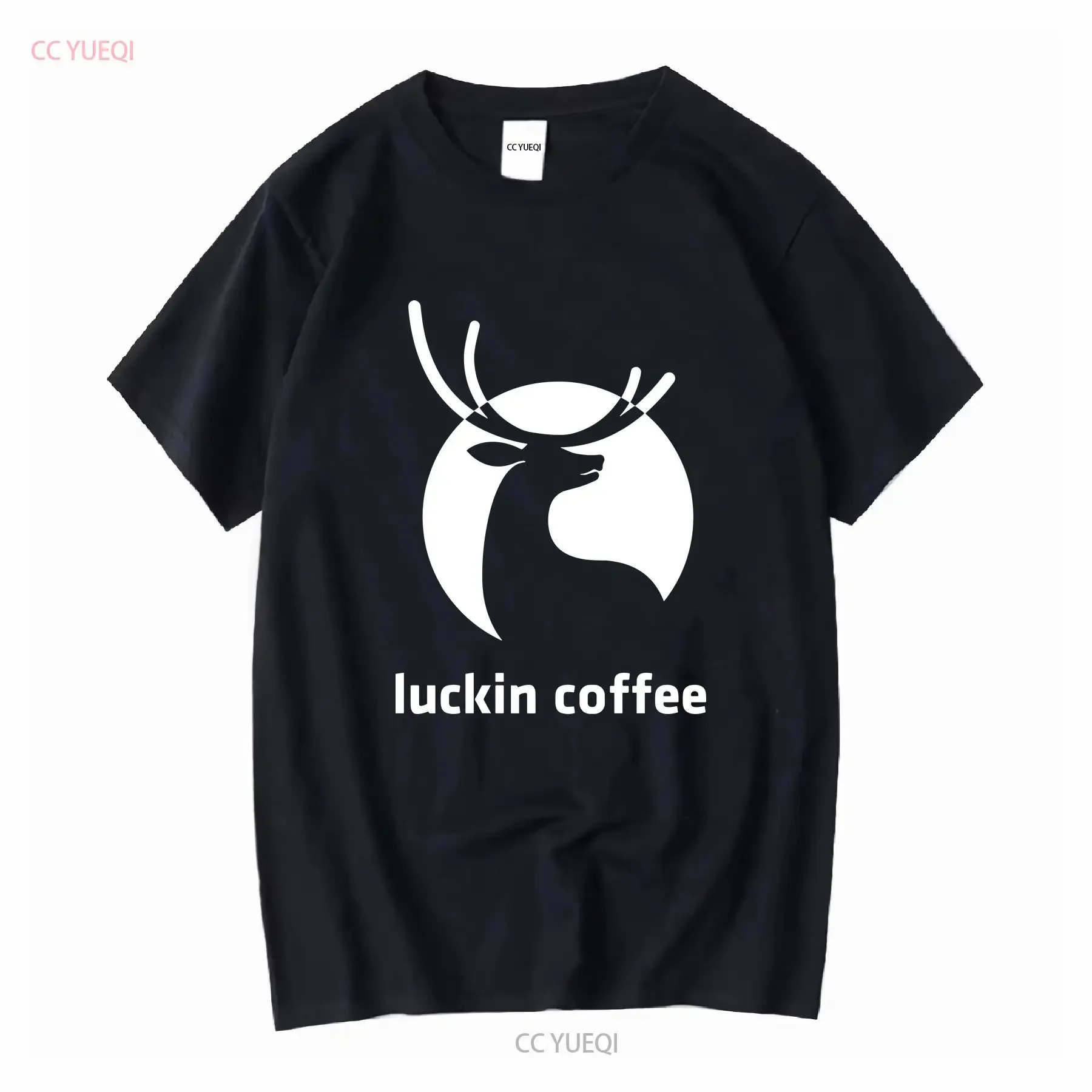 Luckin Coffee T Shirt long or short sleeves vintage Washed fashion Top For Everyday Wear Soft homme Comfortable Stretched