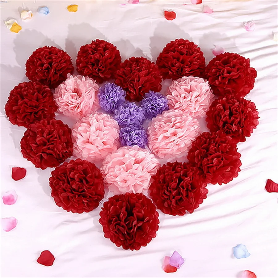 

5PC Colorful Tissue Paper Pompoms Flower Balls 10/15/20/25/30cm Pom Poms Ball Home Garde Decor Birthday Wedding Party Decoration