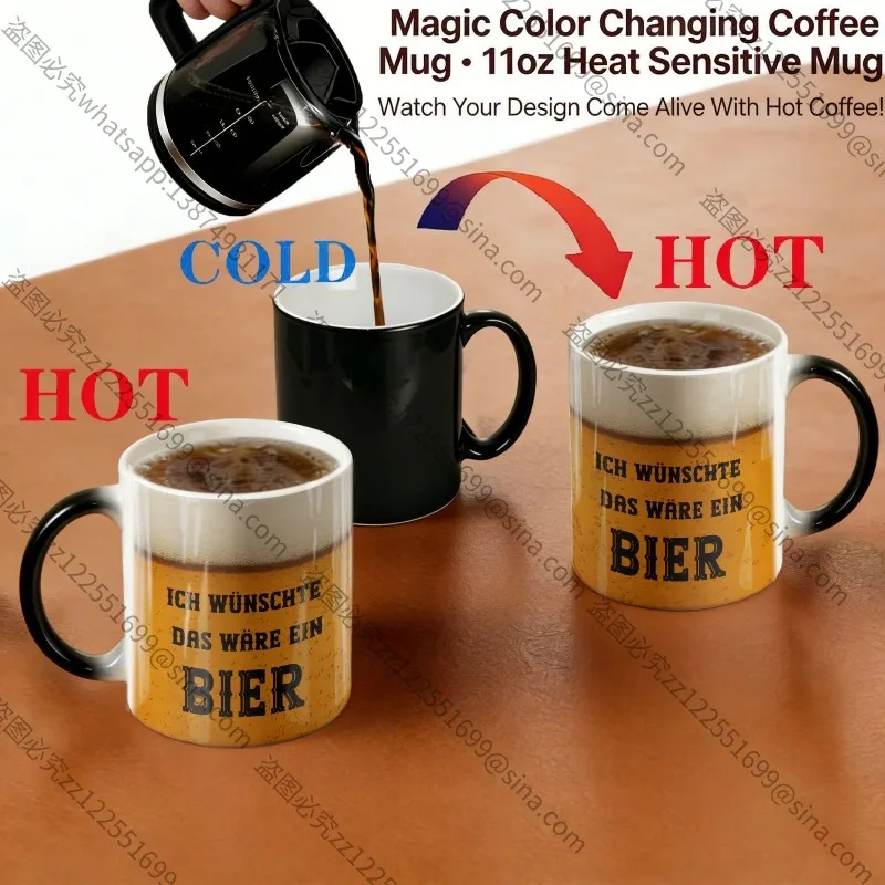 Suitable for Beer Bubbles, Color-changing Mugs, Thermal Temperature Gradual Change Coffee Tea Cups