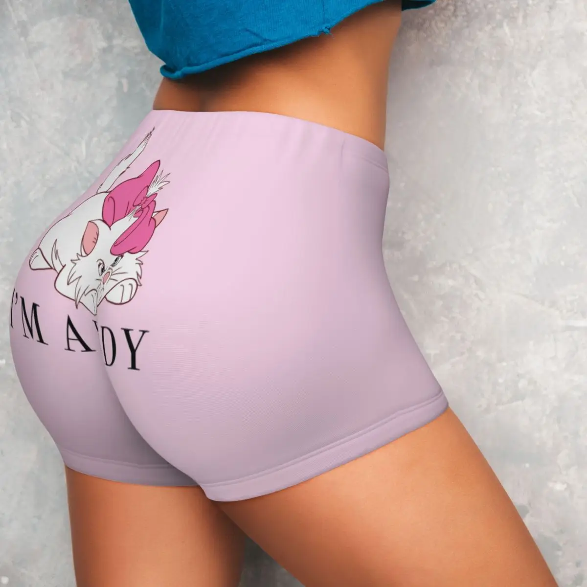 Custom Baby White Angry Kitty With Pink Bows Running Volleyball Gym Shorts Women Funny Marie Cat Athletic Workout Yoga Shorts image 4