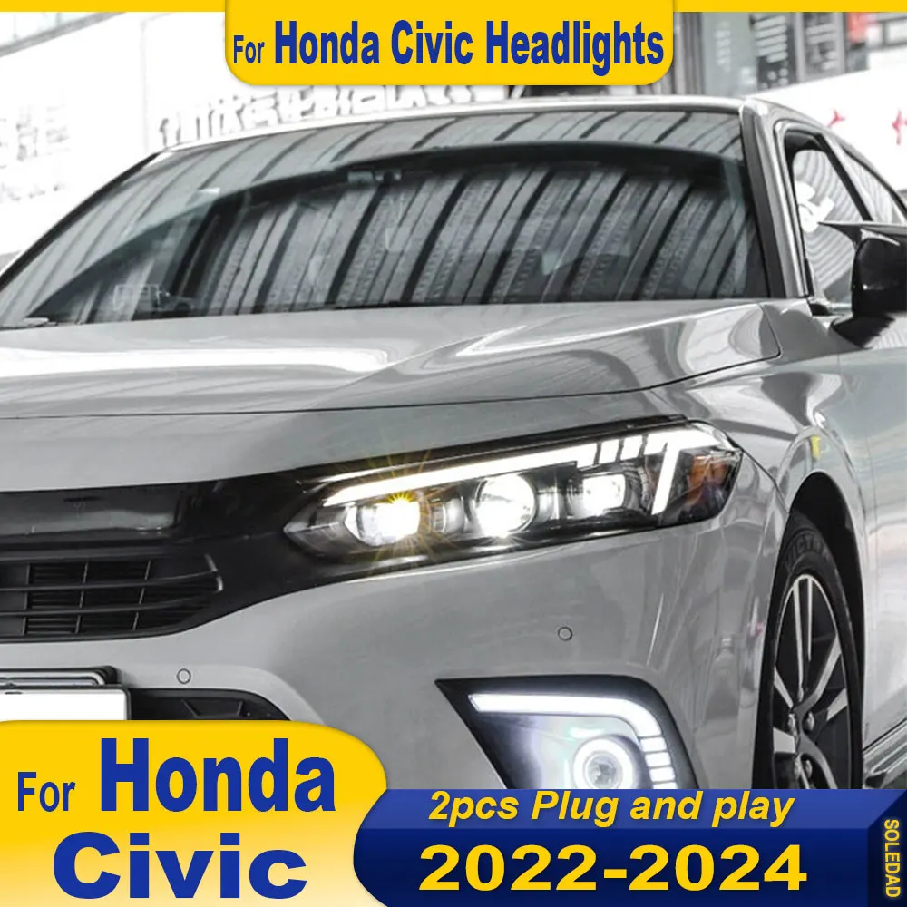 

Car Full Led Headlights For Honda Civic 2022 2023 2024 Modified LED DRL Sequential Turn Signal Projector Headlights Assembly