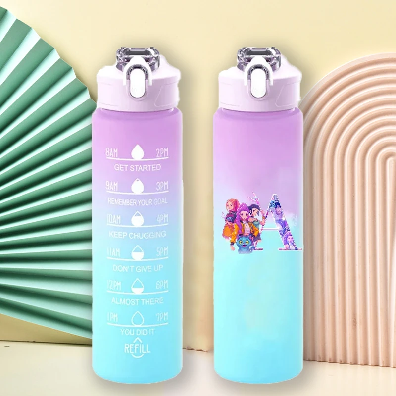 

750 мл KPop Demon Hunters чашки для воды аниме с принтом букв Руми Мира Zoey уличная бутылка для питья большая соломенная бутылка для воды подарок