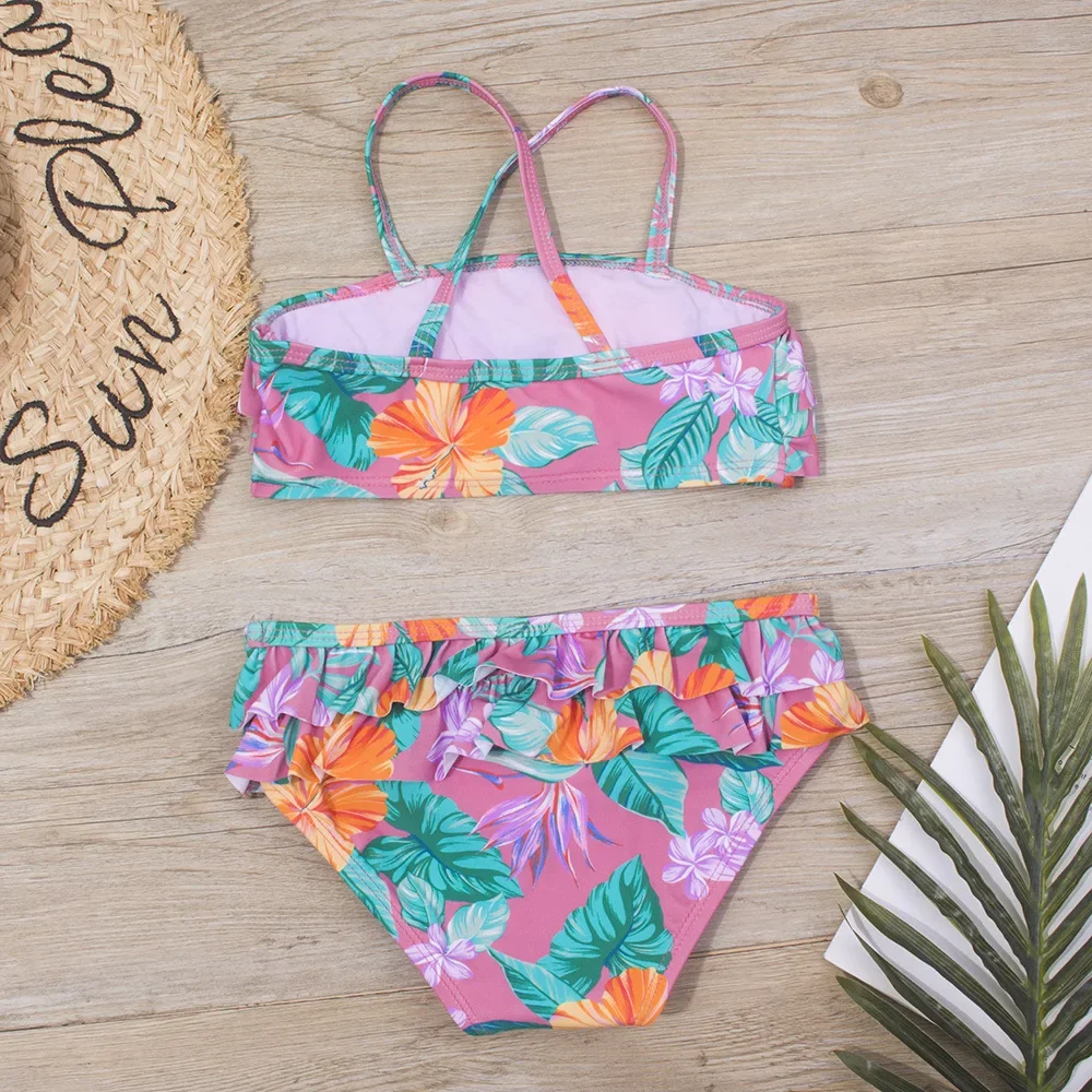 Girls Swimsuits 2 Pieces Print Floral Bikini Set 3-8 Years Little Girl Swimming Beachwear Bathing Suits Kids Children Swimwear