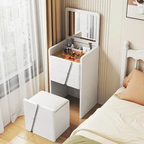 

Modern Bedroom Makeup Table White Cabinet Led Mirror Storage Vanity Set Modern Drawer Tavolo Trucco Nordic Furniture LJ50DT