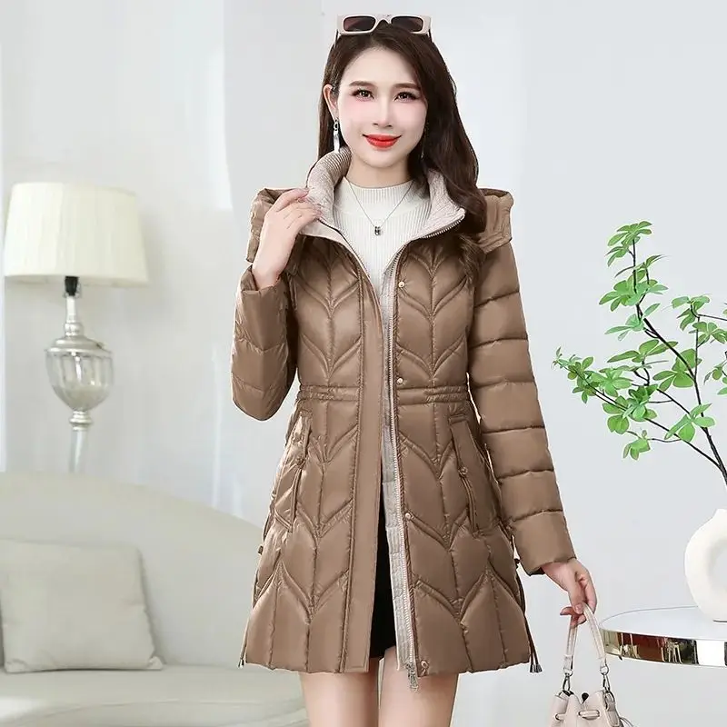 

Winter Coat Women 2025 Fashion Slim Down Cotton Hooded Jacket Plus Size Casual Solid Warm Thick Outwear Parka