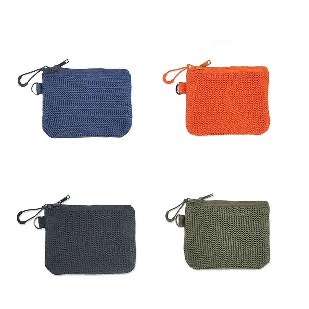 Tas Penyimpanan Jaring Gaya Korea Ringan Dompet Koin Mini Warna Permen Kapasitas Besar Kantong Ritsleting Terlihat Dapat Digunakan Kembali Wanita