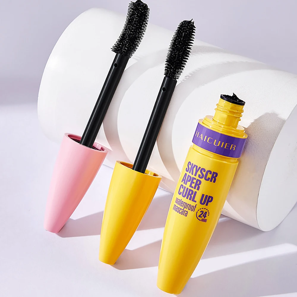 Slim Curly Thick Eye Black Mascara Thickening Lengthening Curling Waterproof Liquid Fiber Mascara Eye Makeup Cosmetics