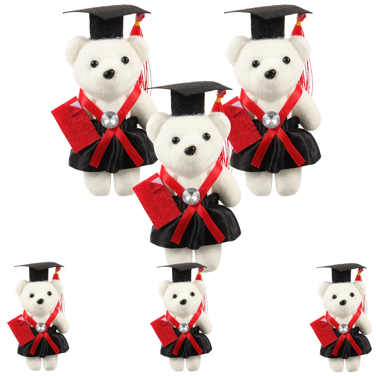 6 Pcs Graduation Season Dr Bear Theme Decor Commencement Presents Mini Cap Figurine Foam Graduates Gift