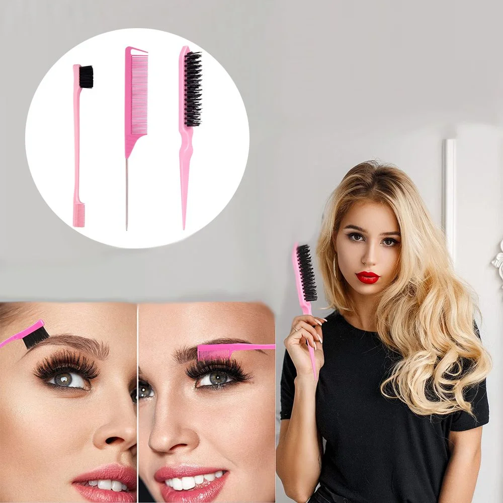 

3 Pieces Hair Styling Brushs Set Women Hair Combs Teasing Fluffy Hair Brush Rat Tail Comb Triple Teasing Curly Hair Accessories