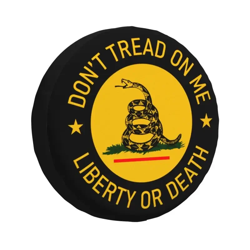 Custom Don't Tread On Me Gadsden Flag Spare Tire Cover for Jeep Wrangler 4WD 4x4 Trailer Car Wheel Protector 14