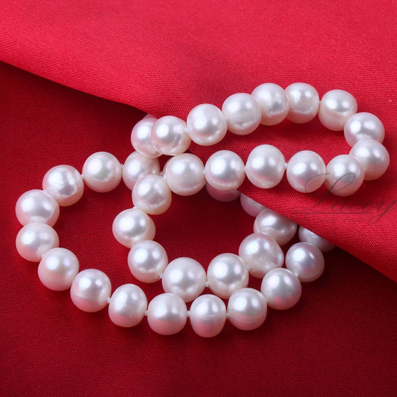 Freshwater bridal natural pearl necklace with silver clasp 925 silver jewelry,wedding round pearl necklaces women birthday gift