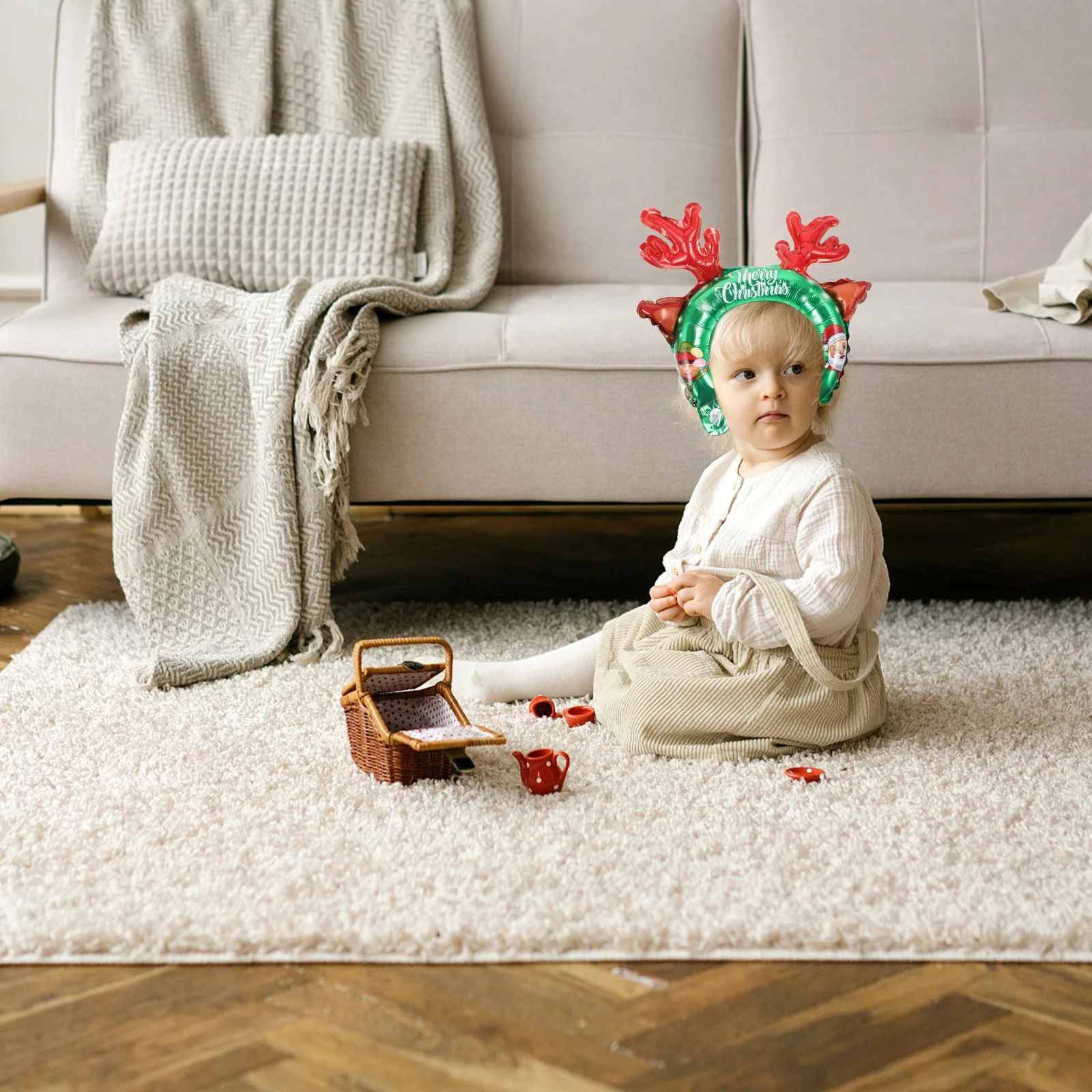 

20Pcs Christmas Headbands Inflatable Balloon Hairbands Party Supplies Cute Photo Props Kids Party Favors Decorative Headwear