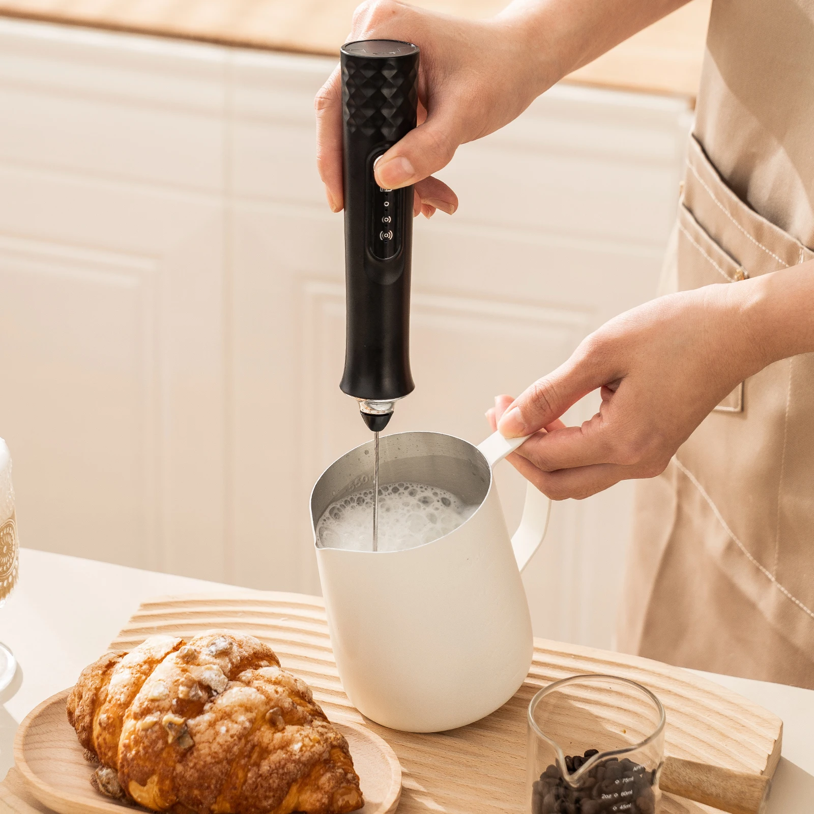 Powerful Electric Milk Frother, Handheld Whisk for Coffee, Latte, Cappuccino, Kitchen Tools, Household Essentials Gift Idea