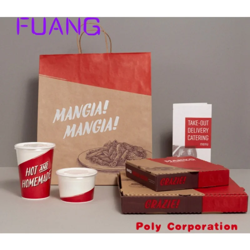 Custom  Wholesale bulk custom printed eco friendly biodegradable food packaging black kraft french fries pizza take away burger 