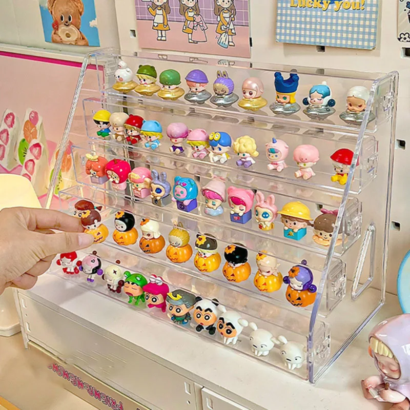 Multilayer Acrylic Display Stand Durable Display Rack For Cupcake Perfume Doll Transparent Trapezoidal Blind Box Storage Shelf