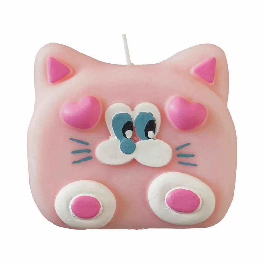 Cute Cartoon Cat Candles, Handcrafted Light Fragrance Scented Ornaments, Souvenirs, Pink And Blue Indoor Scented Candles