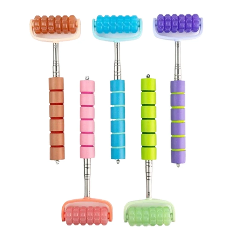 

1 шт. телескопический роликовый массажер из нержавеющей стали, пластиковый инструмент для массажа всего тела для спины, шеи, мышц, терапевтический аксессуар