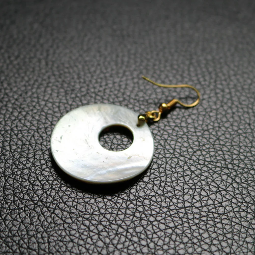 

1 Pair Round Abalone Shell Earrings Fashionable Dangler Women Ear Jewelry For Ladies Girl Assorted Color Natural Durable Shiny