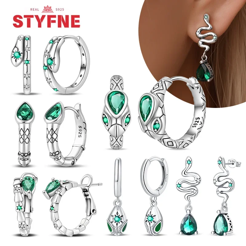 

New Silver 925 Earrings The Year of The Snake Hoop Earrings for Woman Trend Classic Party Pendant Jewelry Lucky Fine Gift