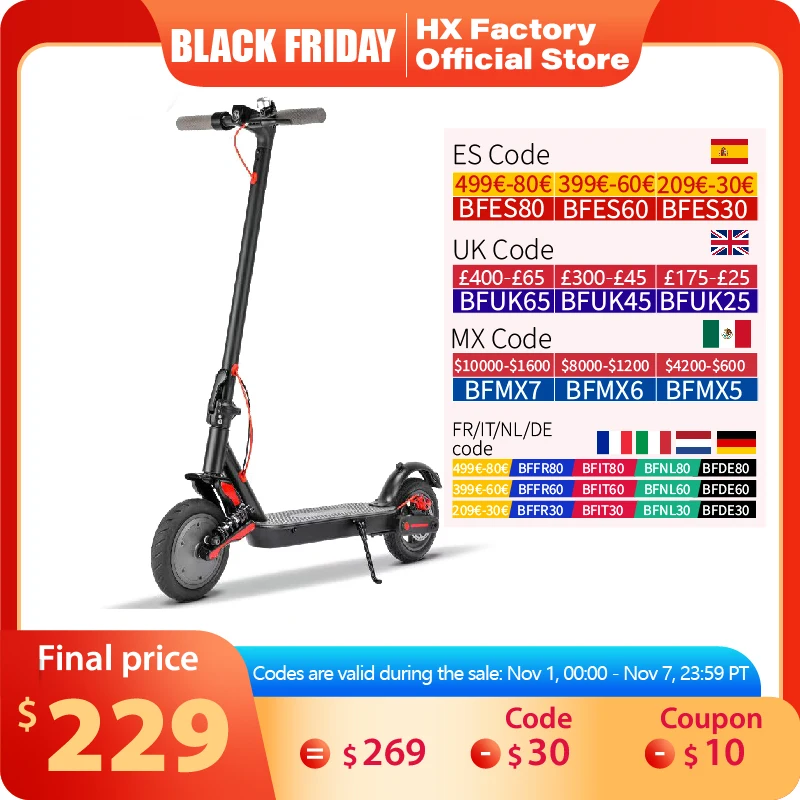 HX Adult Electric Scooter 350W 15AH 36V Electric Kick E Scooters Foldable 8.5 inch Smart APP Escooter Dual shock absorbers