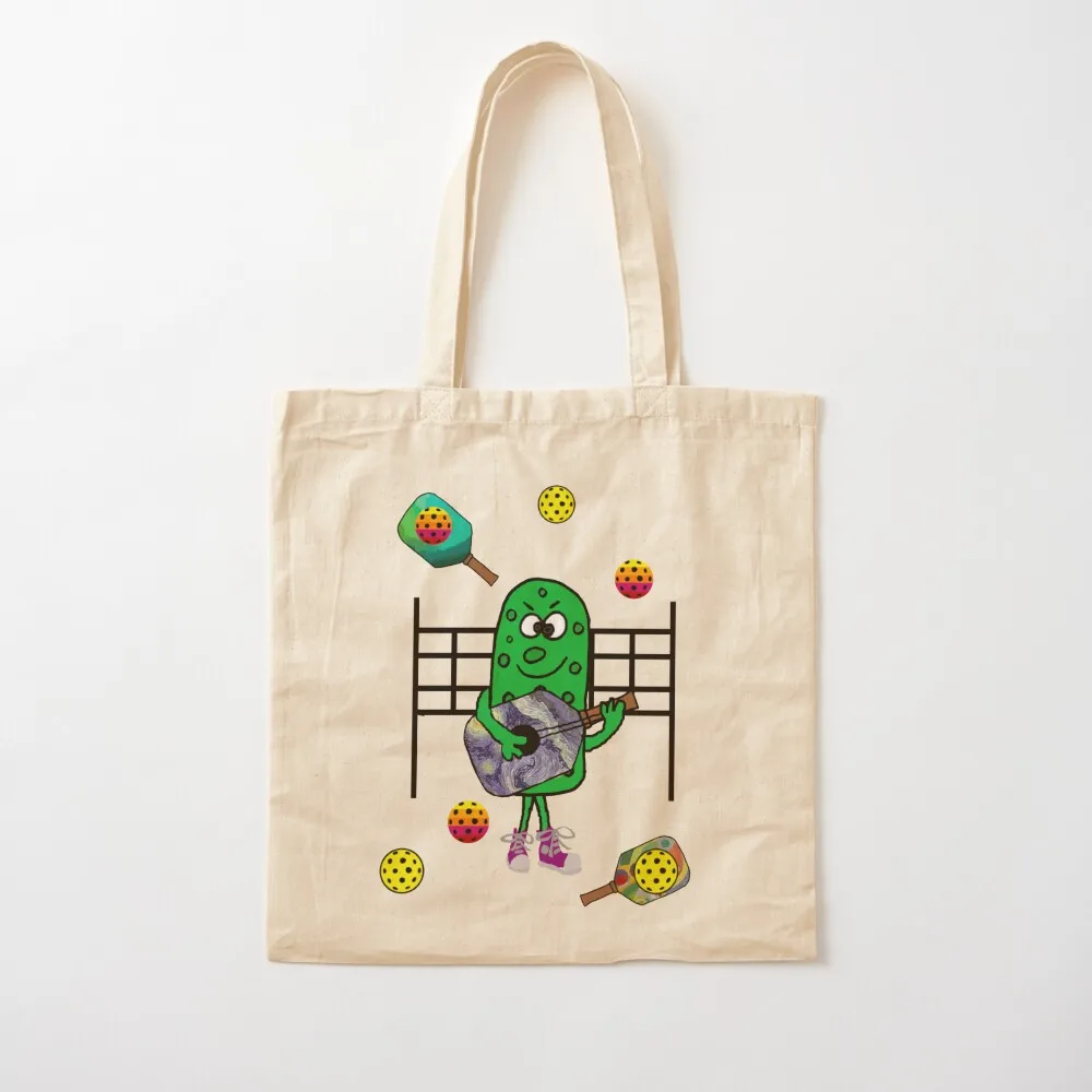 

Funny Pickleball Pickle Playing Guitar Tote Bag shopper bags tote bag women custom canvas bag Canvas Tote