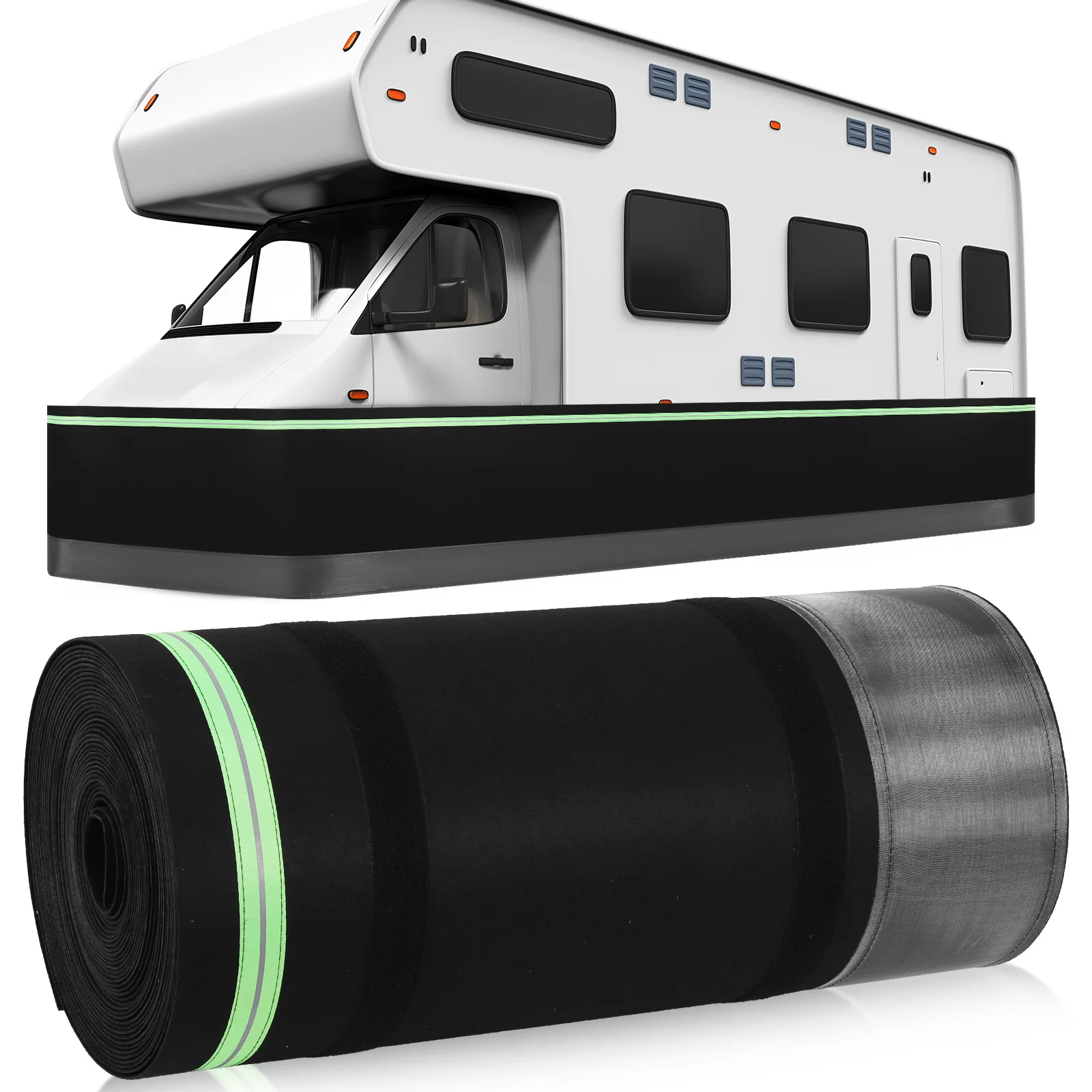 

Insulated Camper Skirt with Tightly Metal Plates Windproof Trailer Skirts Easy Installation Waterproof for Mobile Home Exterior