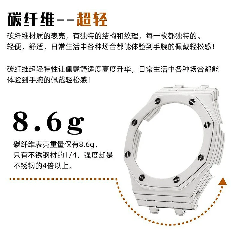 For G-shock Casioak GA-2100 2110 GA-B2100 GM-2100 Carbon Fiber Case + FKM Fluororubber Strap Men Modified set watch accessories