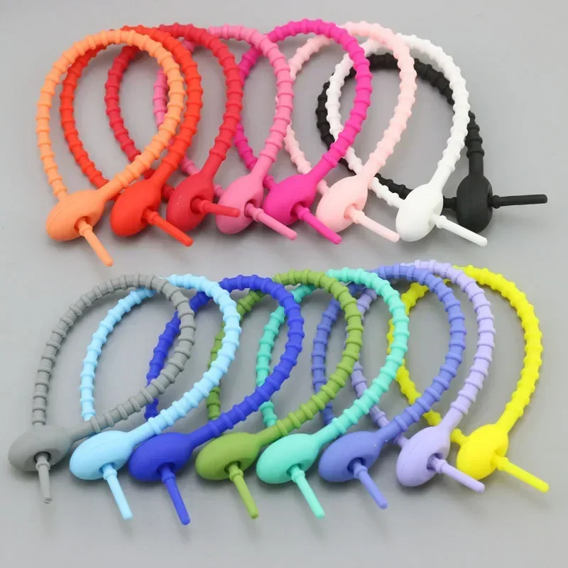 20 teile/los Silikon wieder verwendbare Tasche Krawatten Twist Draht befestigen Kabel Reiß verschluss Krawatte Headset Datenleitung Draht Universal Krawatte