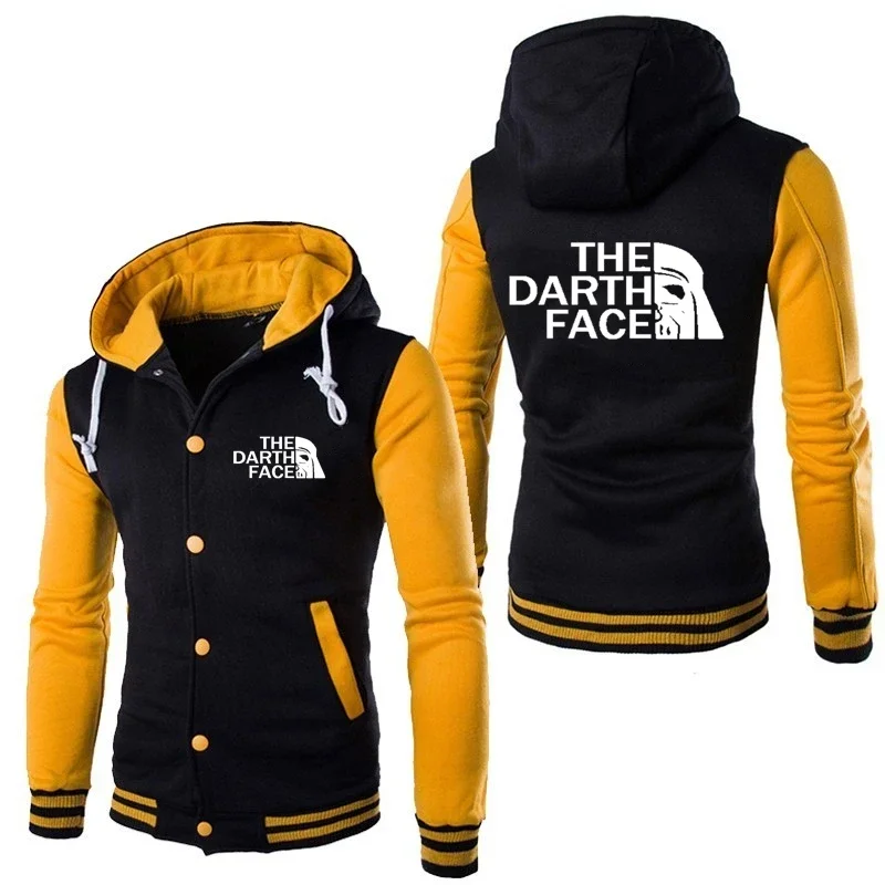 

Spring New Famous Outdoor Brand THE DARTH FACE Logo Print Men Baseball Uniform Buttons Hoodie Jacket Unisex Customizable Logo