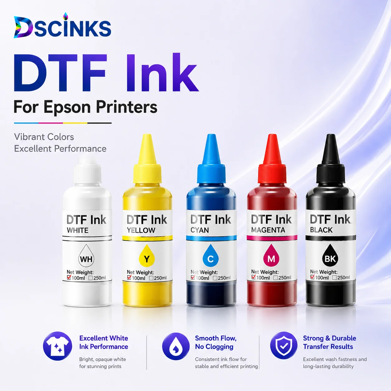 100ML DTF Transfer Pigment Ink For Epson TX800 XP600 DX5 DX6 DX7 i3200 i1600 5113 1390 L800 L805 L1800 Direct To Film Printing