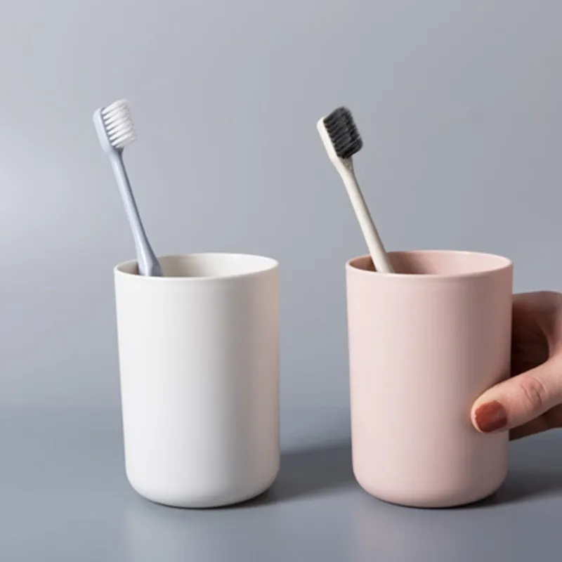 Plastic Mouthwash Cup Coffee Tea Water Mug Home Travel Simple Solid Color Toothbrush Holder Household Bathroom Supplies