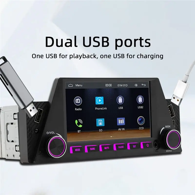 Powerful Car 1DIN 4.7Inch Bluetooth Portable Screen GPS Navigation Display Wireless Carplay Android Auto MP5 Player - view 4