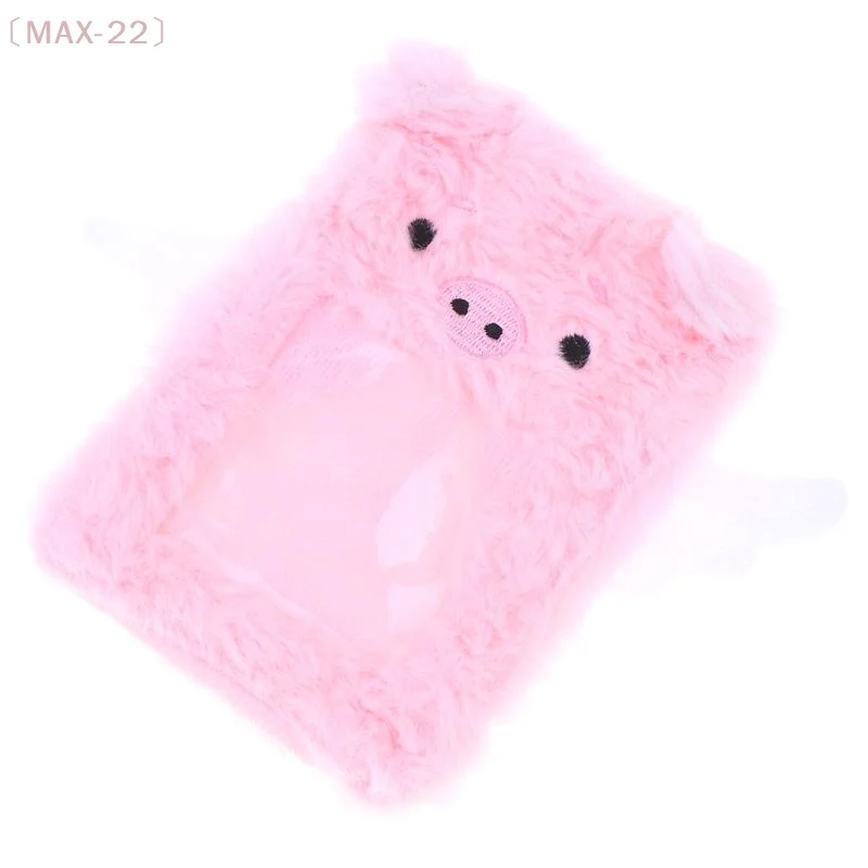 〔MAX-22〕Pink Cute Angel Key Rings Pig Plush Card Holder 3 Inch Kawaii Fuzzy PVC Window ID Transit Card Case Key Chain