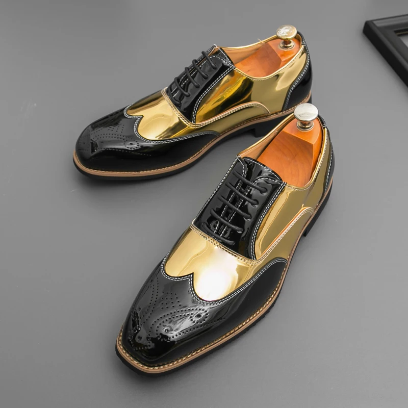 

Men's casual leather shoes Business Classic Gentleman Style Work Office Fashion Party plus size color blocked shoes suits