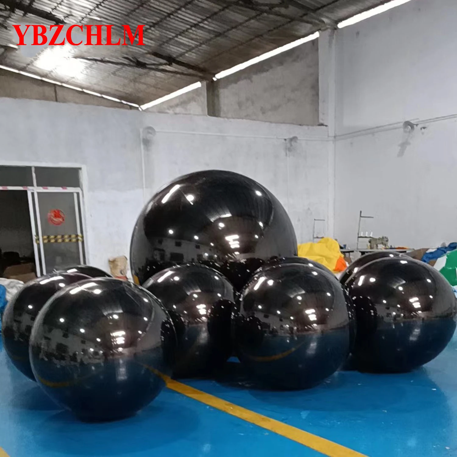 YBZCHLM Black Inflatable Mirror Ball Hanging Shinny  Disco Balloon Pvc Floating Mirror Sphere Wedding Balloon For Decoration