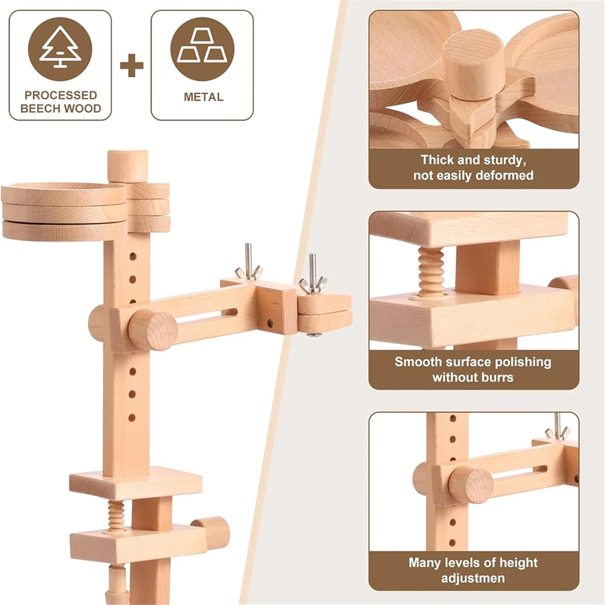 Y31A Embroidery Hoop Stand, Adjustable Embroidery Frame Stand, Easy Assembly Embroidery Table Stand for Sewing Arts Crafts